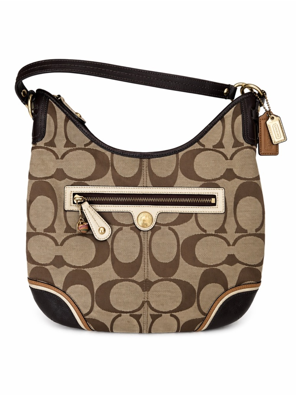 2007 Coach Signature Large Jacquard Hobo w/ Attachable Crossbody